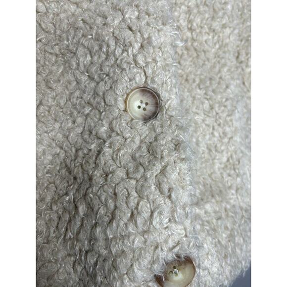 Faherty Timber Ridge Sherpa Fleece Beige Teddy Bear Style Button Jacket Medium - Picture 5 of 10